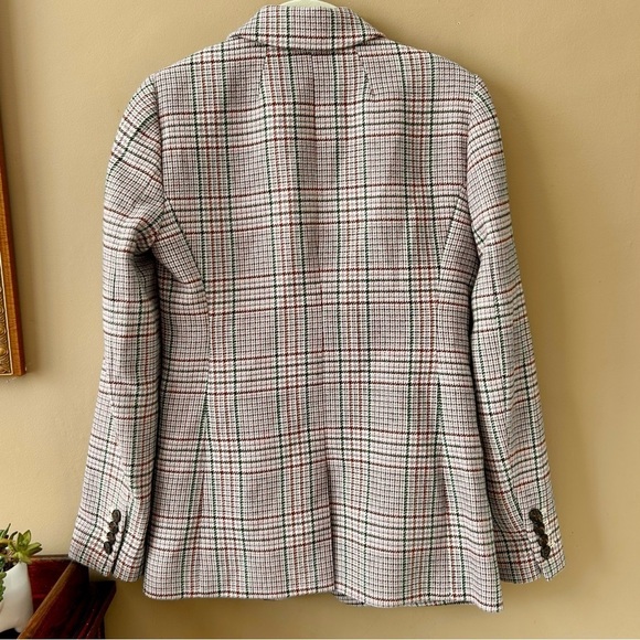 J. Crew Parke Plaid Nello Gori Wool Blazer Italian Neutral Houndstooth Size 00 - Picture 6 of 12